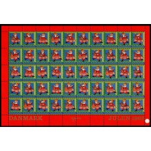 1968. Danmark. Julemærker, 3-sidet takket helark foldet. Julemand på "rensdyr".